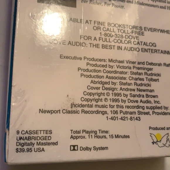 SANDRA BROWN THE WITNESS. NEW 9 CASSETTES. 80880 - Picture 5 of 12